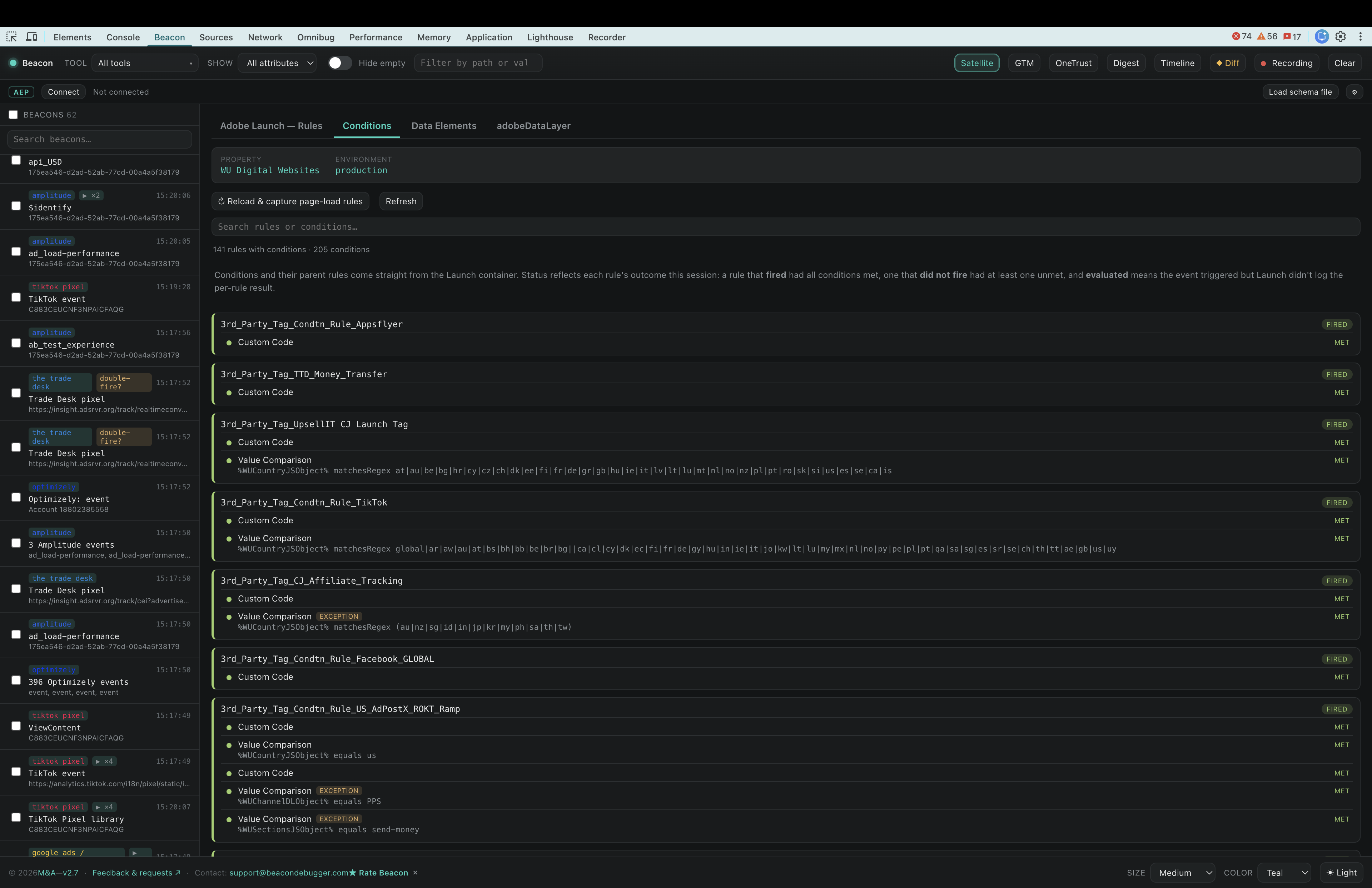Adobe Launch rule conditions evaluated during execution